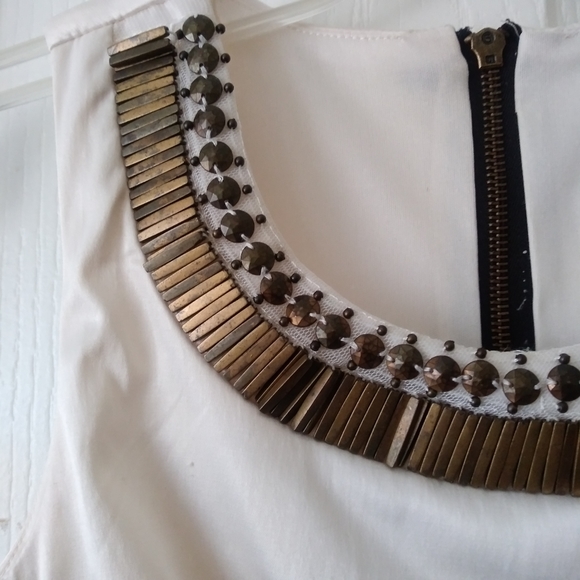 Olive and Cream Dress Size 4 - Picture 3 of 5